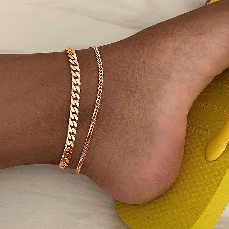 Wholesale alloy anklets: european and american cross-border jewelry, exaggerated and unique designs, trendy multi-layer snake bone anklets for women