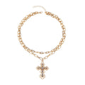 Cross necklace wholesale cross-border hollow diamond pendant jewelry accessible luxury niche high-end retro stacked necklace
