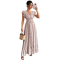 new cross-border women's fashion french & european style printed maxi dress