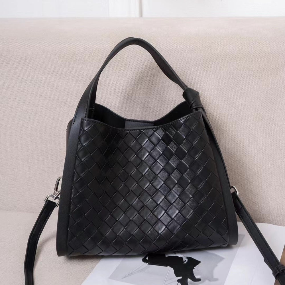 2024 spring/summer new women's bag: premium cowhide leather casual fashion shoulder & crossbody bag - genuine leather embossed basket bag
