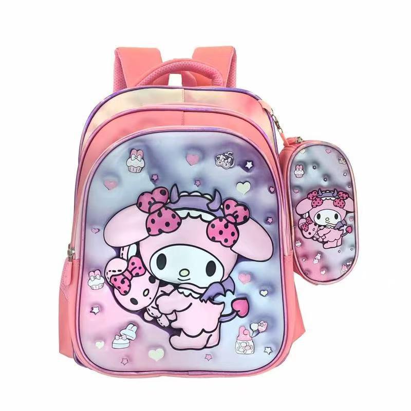 Ready-to-ship cross-border backpack set for grades 3-6. this two-piece backpack features a textured, glossy 3d leather design, perfect for elementary school students and designed to reduce the burden of carrying books