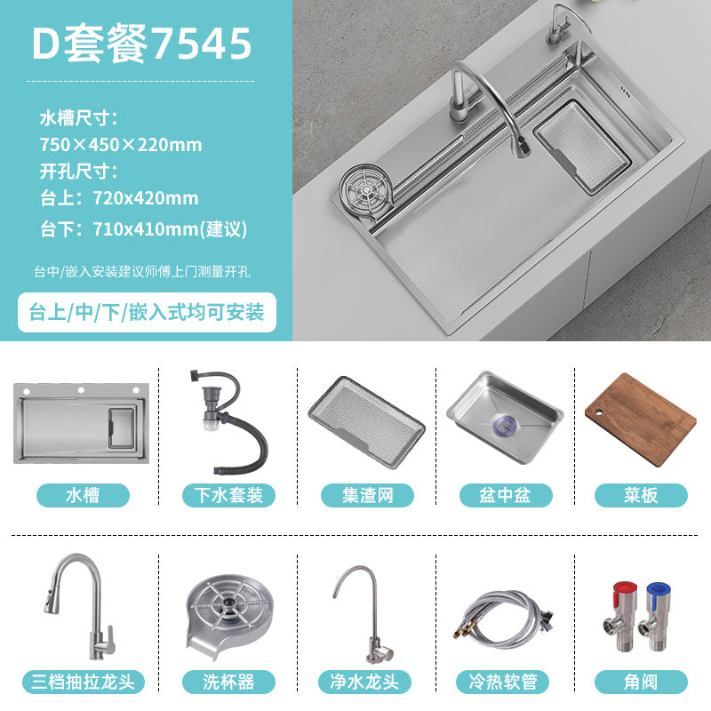 Double slag collection sink large single slot high quality stainless steel kitchen sink thickenedfor home dishwashing sink vegetable sink