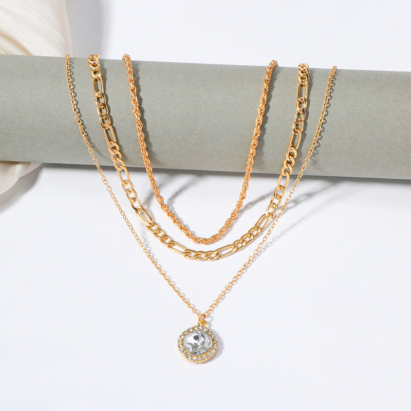 Gold-plated crystal pendant wholesale fashionnew arrival necklace fashion street style butterfly sweater chain women's light luxury style clavicle chain