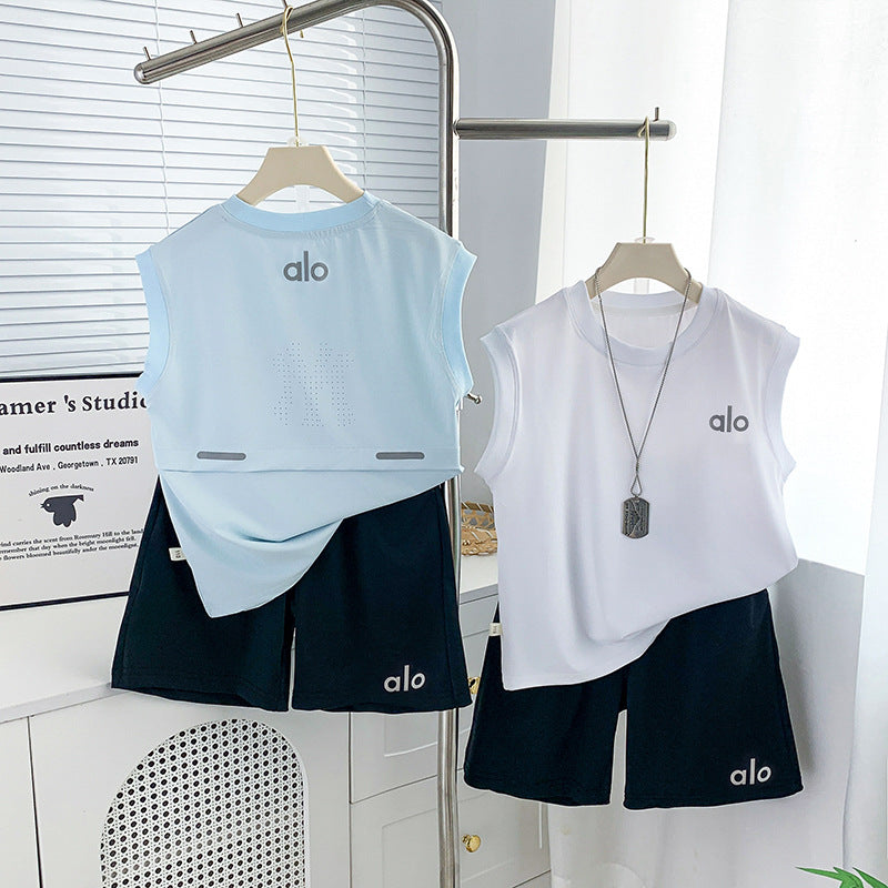 【ice silk quick-dry】kids' summer new arrival: lightweight, breathable, cool & comfortable athletic set for mid-to-large children
