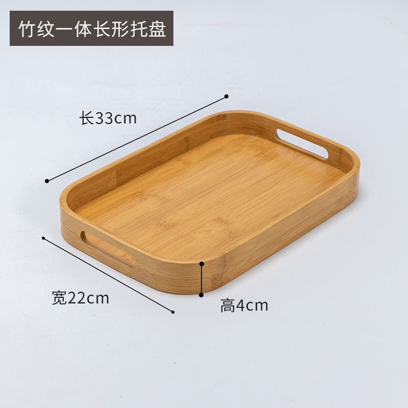 Accessible luxury retro nanzhu tea tray tray bamboo commercial rectangular tea tray pastry handle bbq serving plate