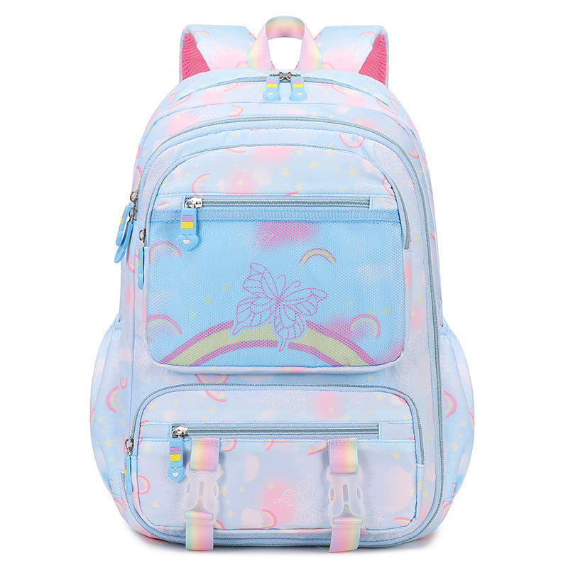 New rainbow minimalist refrigerator door backpack for elementary school students - lightweight schoolbag for girls, grades 1-6