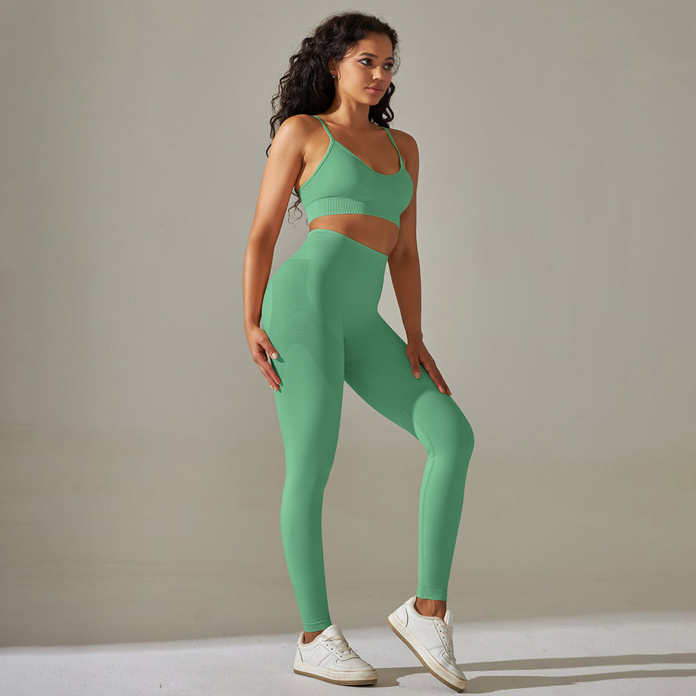 fashion seamless knittingpure color back belly tightening butt lifting intimates yoga suit running fitness nine-point pants