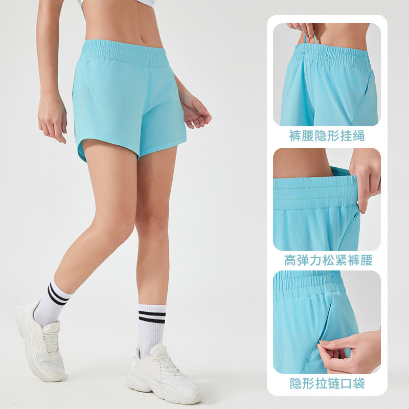 Summer new ice silk quick-dry sports shorts women's loose breathable yoga pants outdoor running fitness shorts d25003