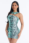 New arrivalexportfashionhalter animal print metal buckle silmsexy hip-covering backlessdress leopard print