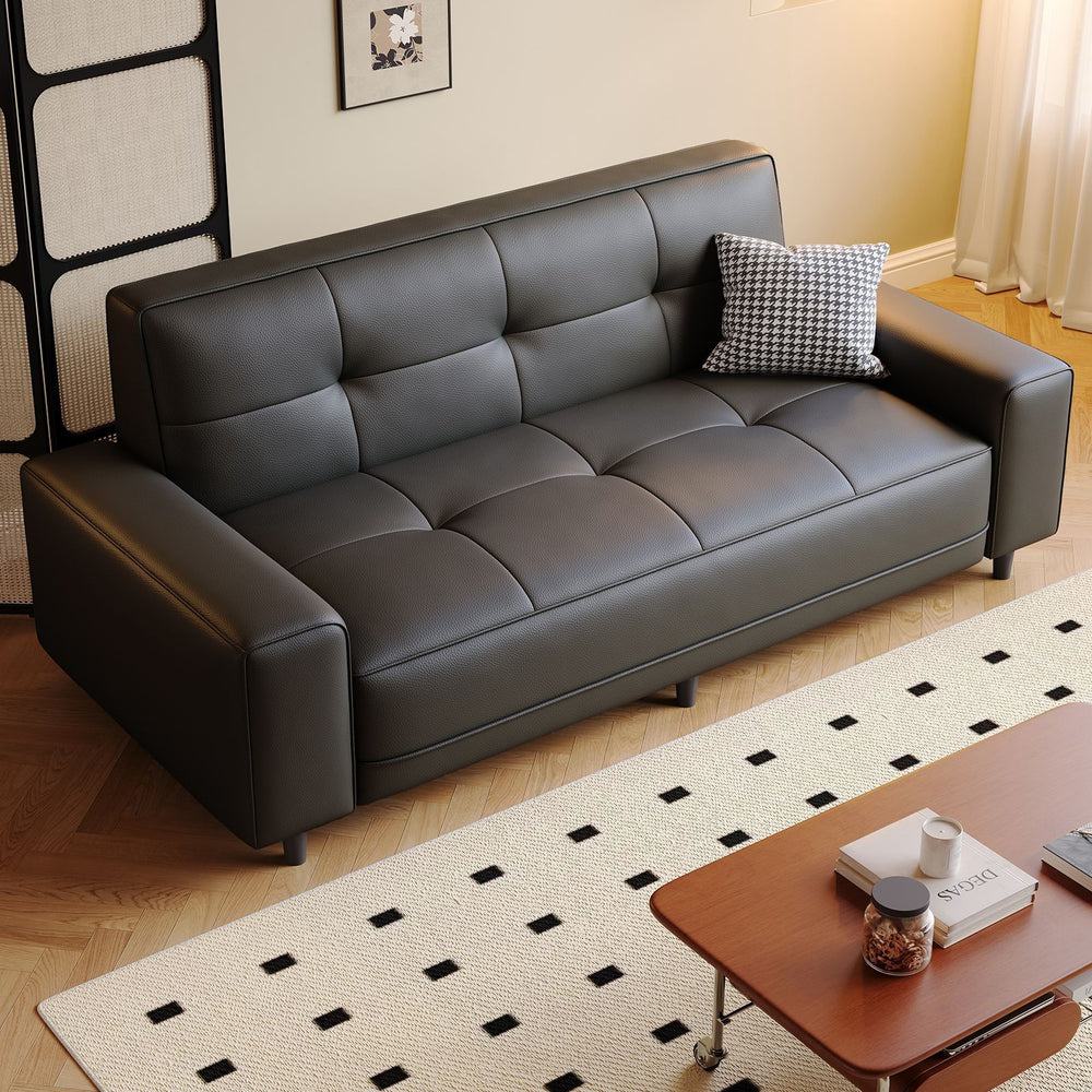 2026new arrival cat scratch leather sofa living room small apartment casual modern straight row apartment rental double three-person fabric sofa