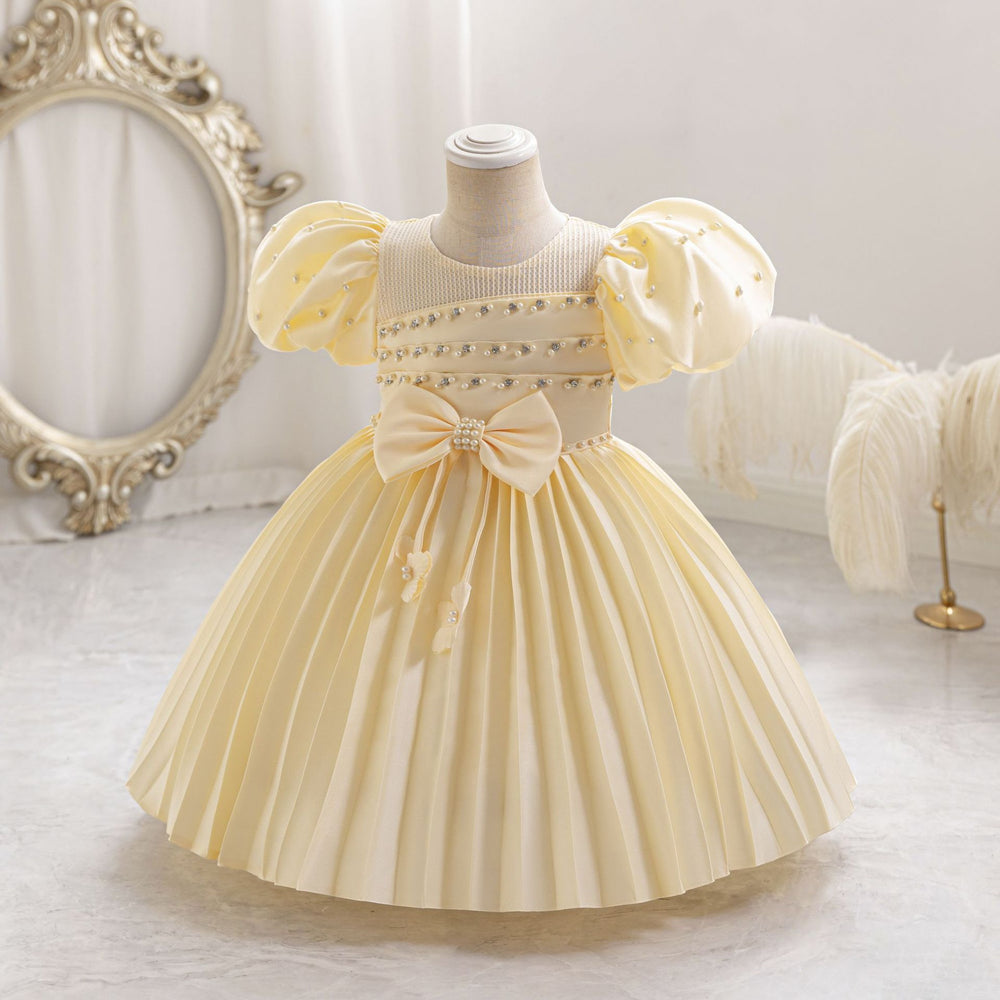 Export ready-made girl evening dress section cloth puff sleeve princess dress one year old dress flower girl