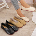plus size soft leather flats women's  spring & fall new arrival non-slipplaid two-wear casualretro beanie shoes for women