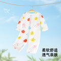 Baby clothes spring and autumn thin long sleeves air conditioning men's and women's baby onesie pajamas pure cotton newborn haki rompers