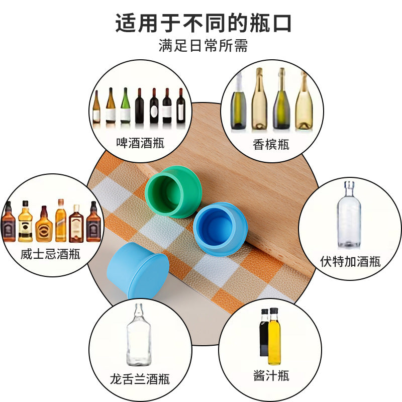 Food-grade silicone bottle cap, cup lid, universal wine stopper, airtight seal, wine preservation cap, eco-friendly wine bottle cap