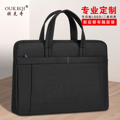 Large capacity tote document bag waterproof oxford cloth file folder printed office zipper conference bag laptop bag wholesale