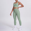 New arrival cross beautiful back cloud sense tight yoga suit suit women's high waist hip pocket sports fitness suit two-piece set