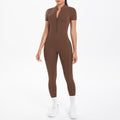 New arrival cross-border fashion tight back cut out short-sleeved pants jumpsuit sports running fitness jumpsuit yoga clothes