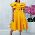 D3362  fashionexport summer elegant eleganceruffle sleeves waist strap dress cross-border dress
