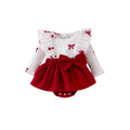 valentine's day sweet & romantic big bow print patchwork girls' cute two-piece dress set