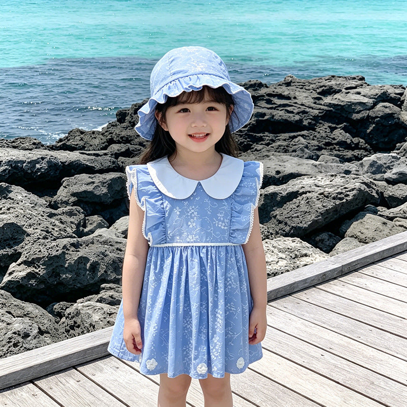 Girls' summer dresses  new style baby doll collar sleeveless princess dress chic little girl summer dress