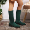 Exportplus sizefashion slim boots women's mid heel short boots knittingspring & fallsingle boots pointed thick heel women's flats