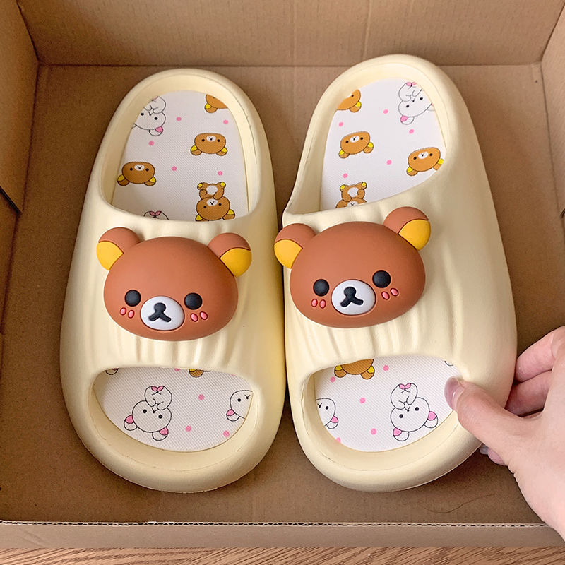 New cartoon rilakkuma slippers for women, summer outdoor design, soft sole, home anti-slip indoor sandals, hot-selling wholesale
