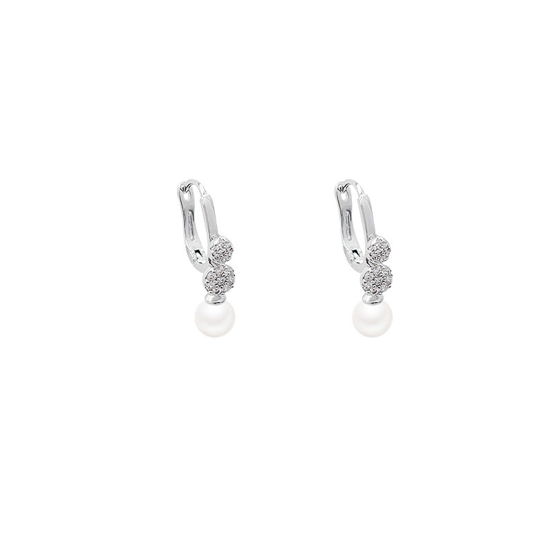 Sparkling zircon bead pendant earrings for women, 2026 new arrival, unique design, lightweight luxury, versatile earrings and studs