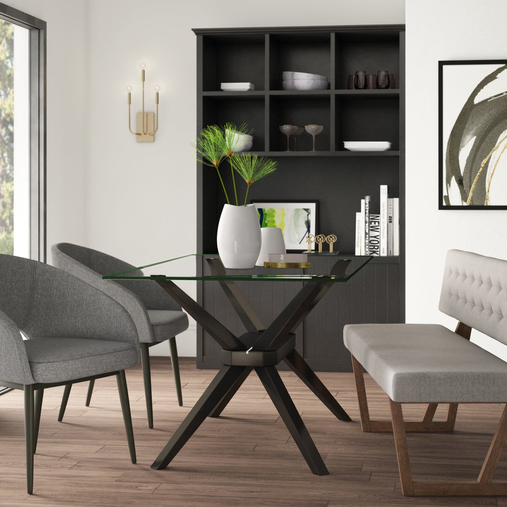 Nordic dining table - tempered glass, modern minimalist rectangular table with a touch of luxury