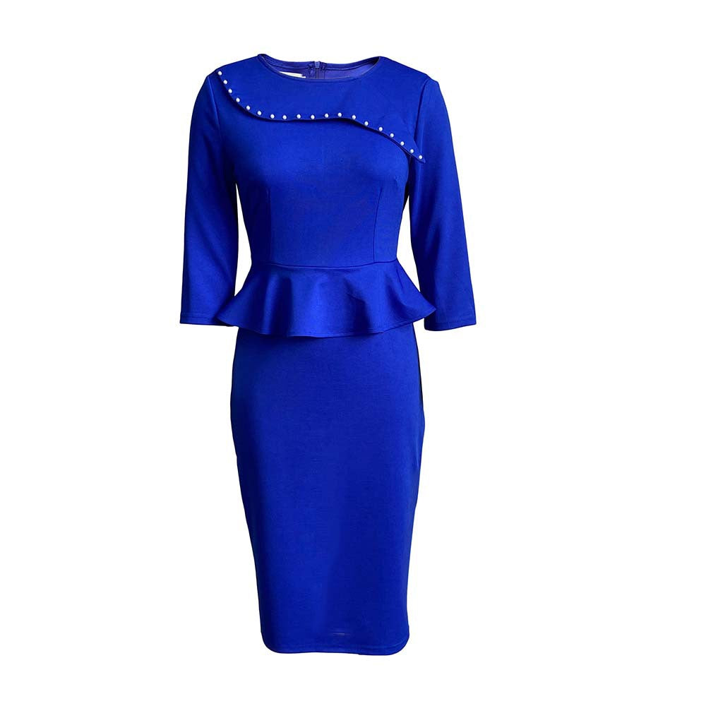 D221m  independent station summer pure color silm hip-covering beaded pencil skirt professional large size european and american dress
