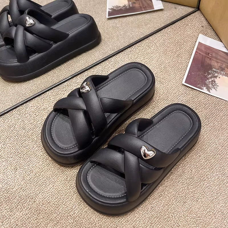 Eva new women's slippers - casual, versatile, trendy, high-end, outdoor wear, non-slip, soft sole, height increasing, thick sole ladies' sandals