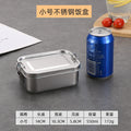 Outdoor 304 stainless steel square lunch box with snap-lock lid, food-grade bento box for students and office workers, airtight meal container