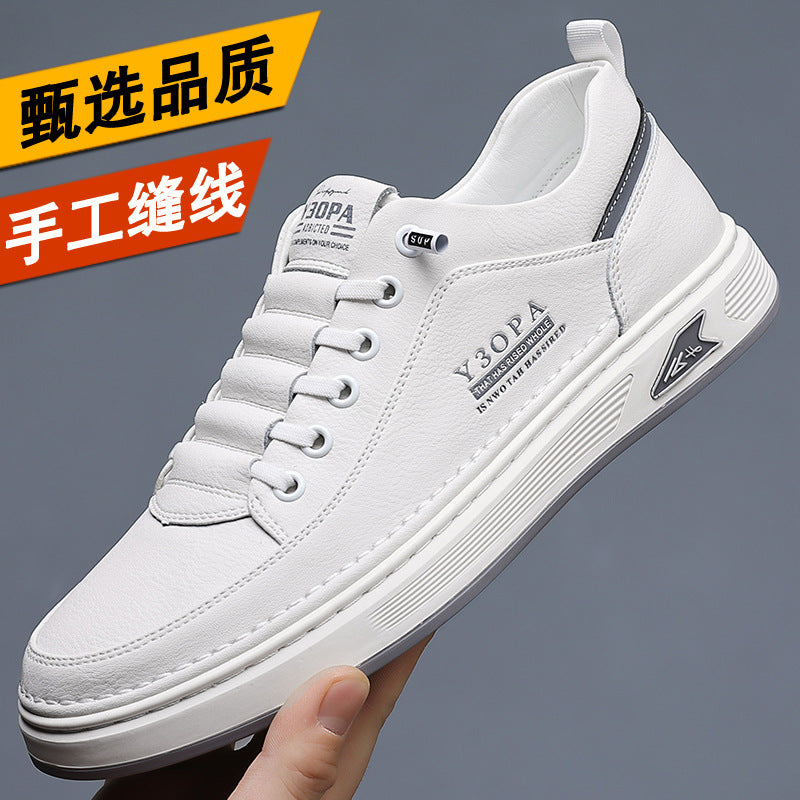 Men's spring breathable casual slip-on sneakers - soft sole white shoes - trendy men's skate shoes