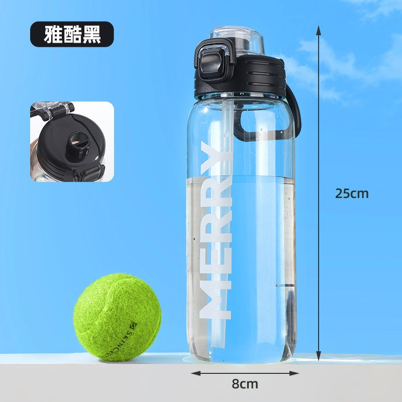 large-capacity plastic sports water bottle summerbest selling plastic water cup with straw student kids bouncing water cup