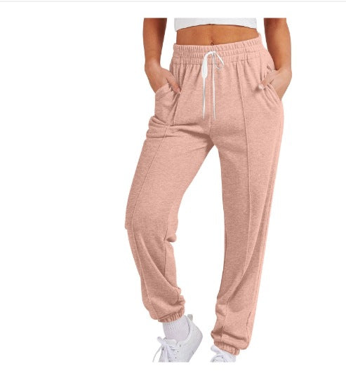 european and american export cross-border  women's casual drawstring solid color athletic joggers