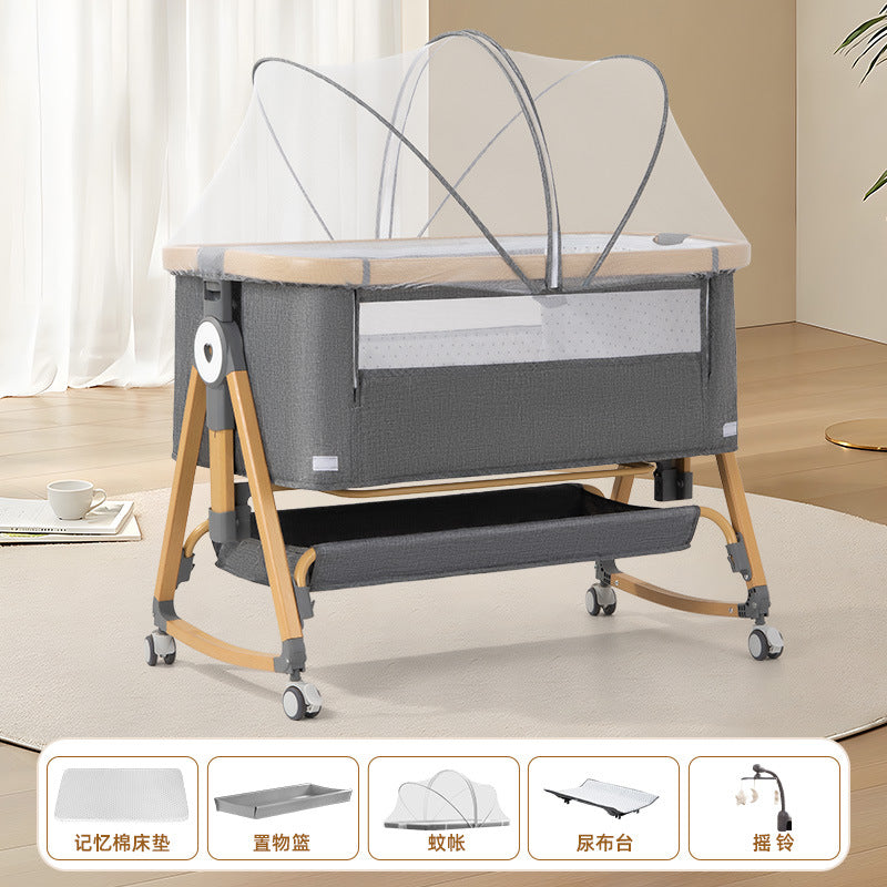 Foldable movable adjustable height crib newborn portable baby bed patchwork bed multifunctional baby bed