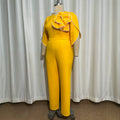 Autumnew arrivalelegancework clothingjumpsuits pure colorstereo flowerlace edgeslimming lookjumpsuits