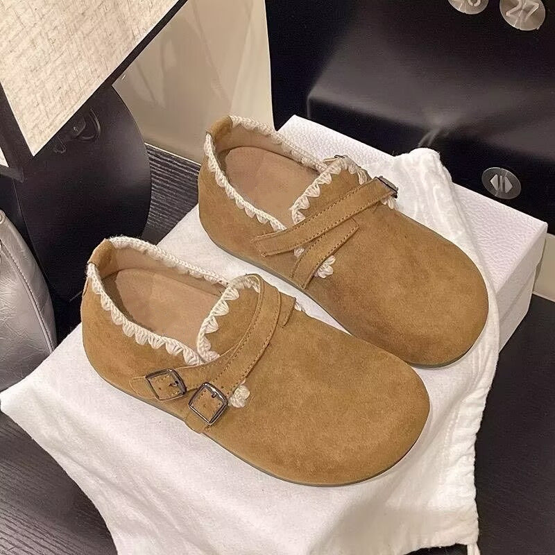 2026 trendy platform hidden heel all-over birkenstock-style women's spring new arrivals - perfect for spring, wear with skirts, lace-trimmed casual flats