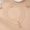 European and american titanium steel small flower ocean style shell starfish pearl necklace furnace vacuum electroplating 18k gold color retention