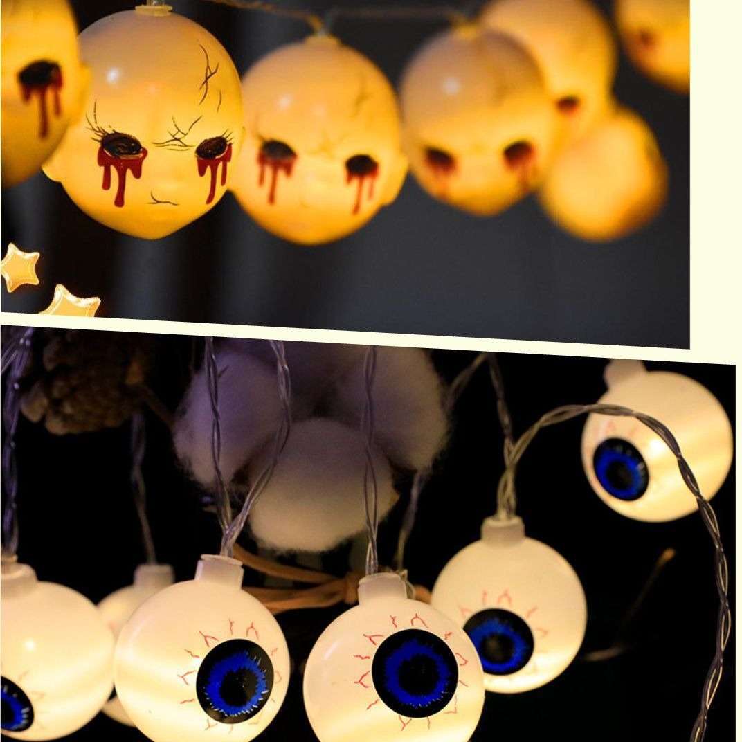 LED Halloween one-eye decorative ambient light string, Easter eyeball grimace doll creative decorative luminous light string