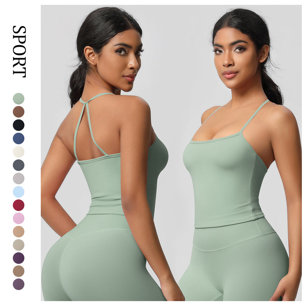 Shockproof push-up strappy back yoga bra - quick-dry, breathable, compression top - running & fitness sports tank top for women