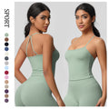 Shockproof push-up strappy back yoga bra - quick-dry, breathable, compression top - running & fitness sports tank top for women