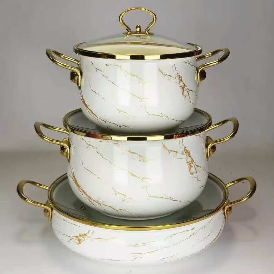 Factory direct sales cross-border hot selling thousands of charming flowers, birds and flowers enamel soup pot 20cm24cm30cm