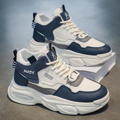 2025 spring new men's breathable high-top sneakers: trendy, versatile, chunky sole casual dad shoes for teens and young adults