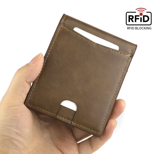 Men's wallet, men's horizontal multi-functional card bag, card bag, European and American leisure ID card holder, RFID retro dollar.