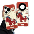 Tiktok viral embroidered pony design phone case - apple 17 pro compatible, new year edition, autumn/winter leather, huawei p70 protective cover