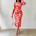 Spring & fall  european and american women's clothing printingsilm long skirt women's elegancedressclassy sense elegant