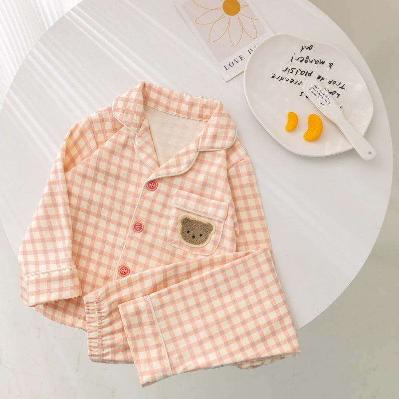 Baby cartoon pajamas, sleepwear, loungewear - stylish korean style, long-sleeved cardigan, pure cotton set, separates for toddlers and young children