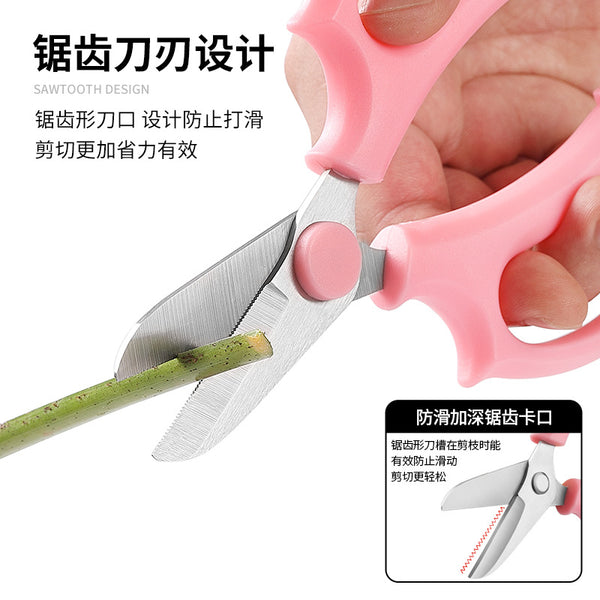 Multifunctional flower shears stainless steel scissors floral pan pruning shears rose pruning shears manufacturer wholesale