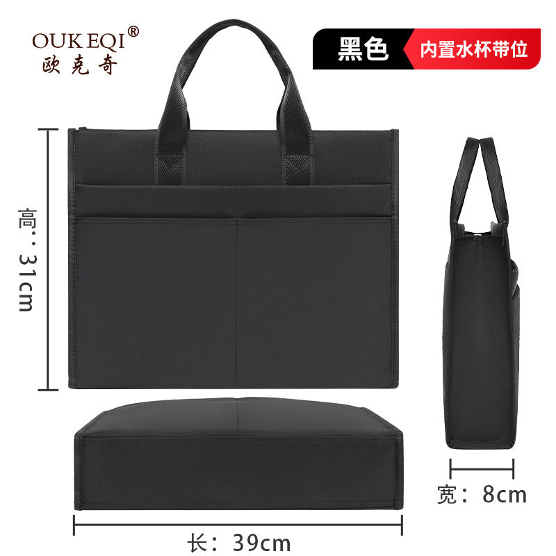 Extra-large capacity oxford cloth waterproof tote file bag - conference bag with custom printing for meeting materials and documents