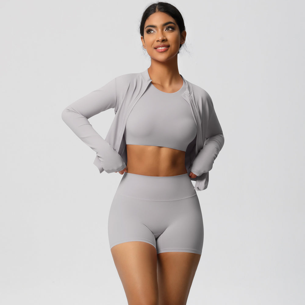 European and american high-waisted, tight-fitting yoga outfit - barely-there feel, quick-dry activewear set for women - outdoor casual, slimming, three-piece gym set